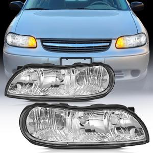 Nilight Headlight Assembly Compatible with 1997 1998 1999 2000 2001 2002 2003 Malibu 2004 2005 Chevy Classic 1997-1999 Oldsmobile Cutlass Replacement Headlamp Chrome Housing Clear Reflector