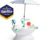Step2 Sunshine Springs Splash Water Table with CoolBreeze Misting Canopy, Kids Outdoor Water Play Table with Umbrella for Toddlers and Preschoolers, 8 Accessories, Ages 2+, White
