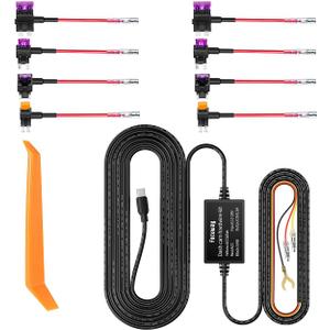 Dash Cam Hard Wire Kit for FOCUWAY T5/ T5 Pro/ T6/ D2 Duo/ D4 Duo Model, 4 Meter Dashboard Camera Car Charger Cable Kit 12V- 24V to 5V, Power Adapter with LP/Mini/ATO/Micro2 Fuse for Dash Cam