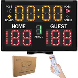 Electronic Basketball Scoreboard with Buzzer, Digital Scoreboard with Remote,Portable Score Keeper Battery Powered Score Board for Sports Games