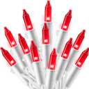 Joiedomi Christmas Lights Outdoor, 100 Count Christmas Tree Lights Indoor, 19.4FT Red String Lights with White Wire, Xmas Decorations for Dorm Classroom Bedroom Holiday Wedding Party