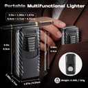 All in One Butane Torch Lighter, Triple Jet Flame Windproof Lighter Built-in Cutter, Punch, Holder, Draw Enhancer, Refillable Butane Lighter for Candles, Cool Lighters Gift for Men (No Gas)
