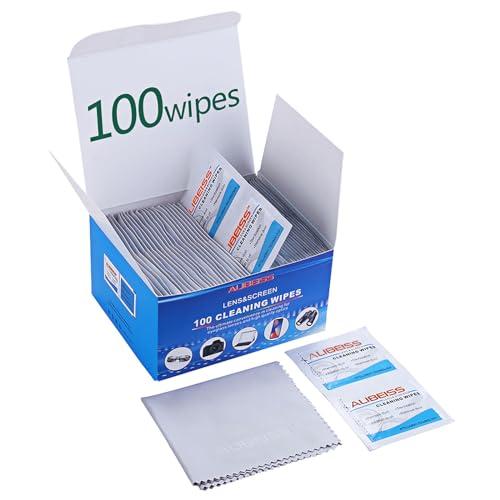 Pre-Moistened Lens Wipes ALIBEISS Screen Wipes for Glasses, Camera,Tablets, Smartphone,  Screens and Other Delicate Surfaces,Pack of 100 2 Count