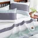 Andency King Size Quilt Set Sage Green, 3 Pieces Mint Green Ultra Soft Lightweight Bedspreads & Coverlets Set, Patchwork Striped Quilted Bedding Sets for All Seasons (1 Quilt, 2 Pillow Shams)