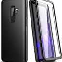 SURITCH for Samsung Galaxy S9 Plus Case, [Built-in Screen Protector] Matte Black Hard Full-Body Protection Shockproof Rugged Bumper Protective Cover for Galaxy S9 Plus 6.2 Inch (Matte Black)