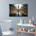 TUMOVO 1Panels Golden Chess Piece Pictures for Living Room King and Knight Picture Painting Canvas Art House Decor Modern Office Wall Decor Framed Large Wall Art for Home Bedroom 36x24in, 24"Wx36"H
