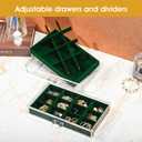 ProCase Earring Holder Organizer Jewelry Box with 5 Drawers, Acrylic Clear Earring Case with Adjustable Velvet Trays for Women - Emerald, 5 Layers