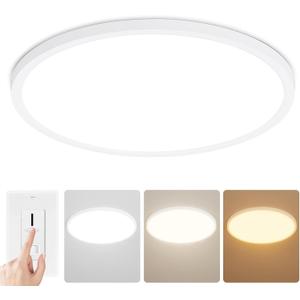 16 inch LED Ceiling Light Fixture, 32W 3200lm Flush Mount Ceiling Light, Ultra Thin, Dimmable, 3000K/4500K/6000K Selectable, for Home Office, Kitchen, Bedroom, Dining Room, Living Room, White