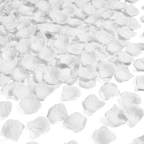 JHZMCRX 1000 Pcs White Rose Petals Artificial Silk Flower Petals Romantic Decorations for Wedding Engagement Birthday Event Anniversary Party Backdrop Supplies