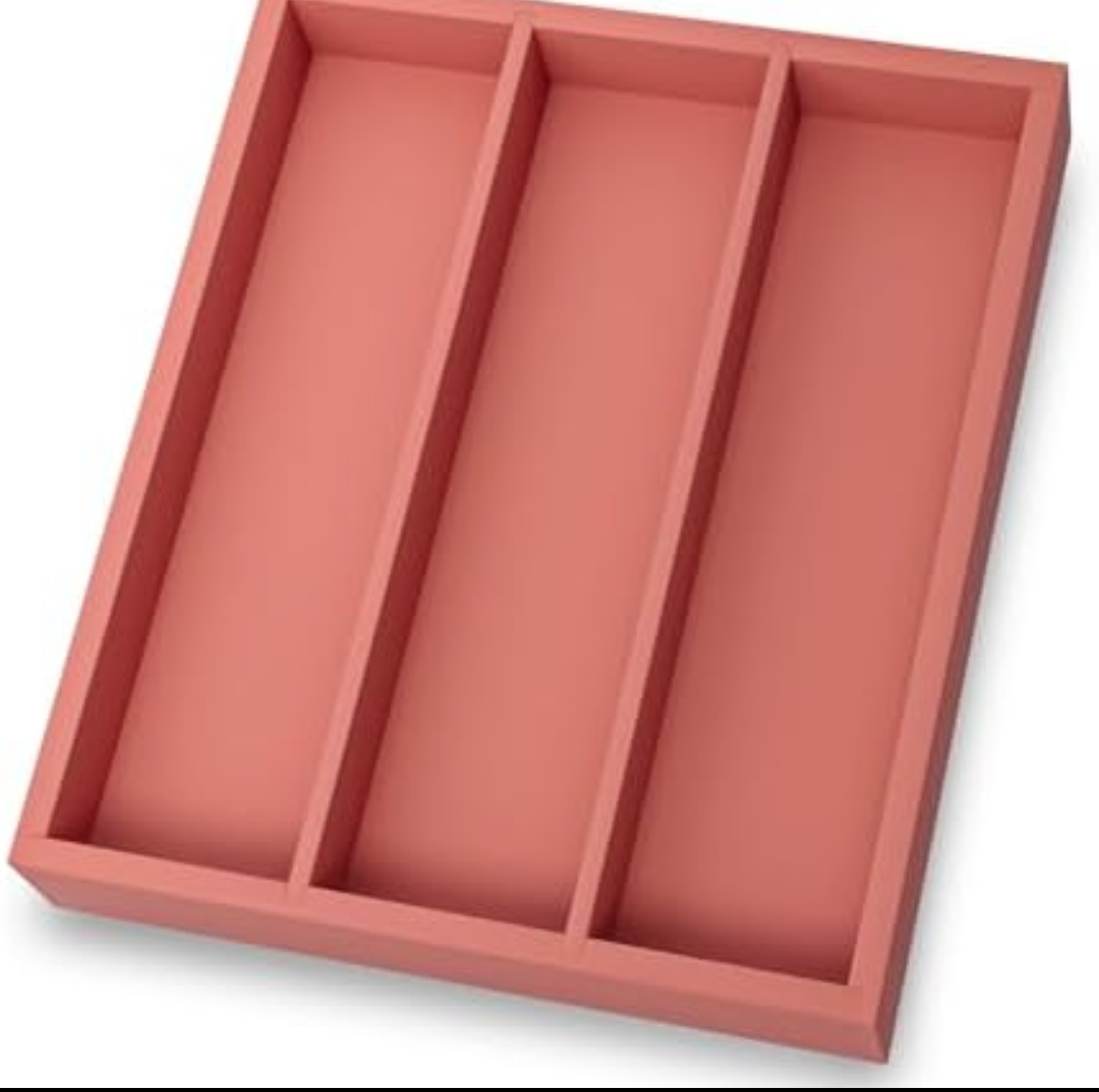 Pack Of 2 Fibogollo Silverware Organizer Bamboo Kitchen Drawer Organizer, Flatware Organizer Tray for Kitchen, Flatware, Utensils（Orange）