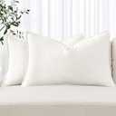MIULEE Decorative Linen Lumbar Pillow Covers 12x20 Inch Cream White Boho Farmhouse Neutral Couch Throw Pillows for Bed Pack of 2 Accent Modern Pillowcase Sofa Livingroom Home Decor