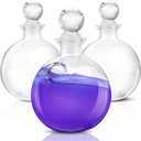 Tessco 3 Pcs Spherical Potion Bottles Round Glass Clear Potion Jars Large Decorative Witch Bottles for Halloween Christmas Costume Props DIY Crafts Decoration(5.31 inches,Round Ball Stopper)