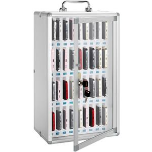 36 Slots Phone Locker, Cell Phone Storage Cabinet Pocket Chart Lock Box with Key [Wall Mounted] [Aluminum Alloy] Mobile Phone Lockbox with Handle for Classroom Office Exam (Silver)