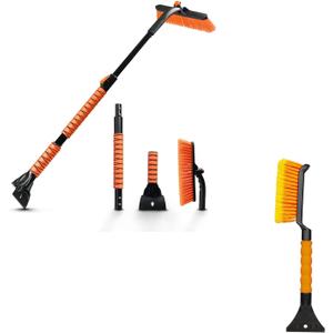 EcoNour 44.7" 3 in 1 Snow Brush for SUV, 360° Pivoting Extendable Long Snow Brush for Car, Snow and Ice Scrapers for Windshield with Ergonomic Foam Grip for Car Truck SUV, Winter Car Accessories