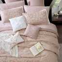 Stratford Park Blush Paisley Comforter Set Queen Size, 14 Piece, Jacquard Bedding Sets & Collections,1 Flat Sheet,1 Fitted Sheet, Pillow Shams Bedskirt