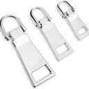 3pcs Silver Zipper Pull Replacement Zipper Repair Zippers Tab Repair for Luggage Gold Zippers Slider Pull Tab for Backpack Jacket Suitcase Coat Handbags Sewing Notions and Supplies(Small/Middle/Large)