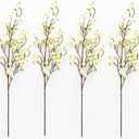 Olivachel Artificial Flowers Faux Plum Cherry Blossom Branches Fake Long Flower Stems for Home Wedding Party Decoration (White, 4Pcs/Pack)