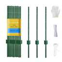 Metal Fence Post 3 Feet Green, Pack of 10, T Post for Wire Fence, No Dig Steel U Posts Fencing for Lawn Garden Wire Mesh Fences Poles Sign Outdoor