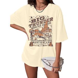 Magical Shirt for Women Magic Kingdom Shirts Oversized Graphic Short Sleeve T-Shirt Casual Holiday Vacation Tee Tops (Yellow, XL)
