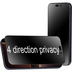 2 Pack 360 Degree Anti-glare Privacy Tempered Glass for iPhone 16 Pro Max Anti-Spy 4 Directions 4 Sides Matte Screen Protector Film 6.9 inch