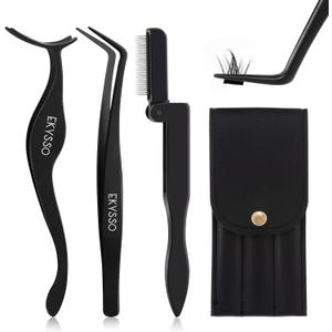 Lash Applicator Tools Set, 3-IN-1 Lash Cluster Tweezers for DIY Individual Eyelash Clusters Tools with Case, Comfort Grip for Precise DIY Eyelash Extension
