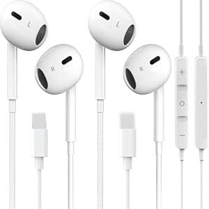 2 Packs- Wired Headphones for iPhone Earbuds Built-in Microphone & Volume Control Nosie Reduction Headsets Compatible with iPhone 14/13/12/11/XR/XS/X/8/7/SE/Pro/Pro Max/Support All iOS System