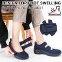 STQ Womens Walking Shoes Non Slip Orthopedic Shoes Adjustable Diabetic Shoes Comfort Mary Jane Shoe (Blue)