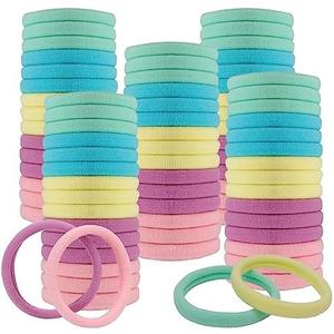 100Pcs Soft Cotton Seamless Hair Bands, Large Pack of 2 Ponytail Holders for Thick and Thin Hair, Elastic Hair Accessories for Women, Men, and Girls