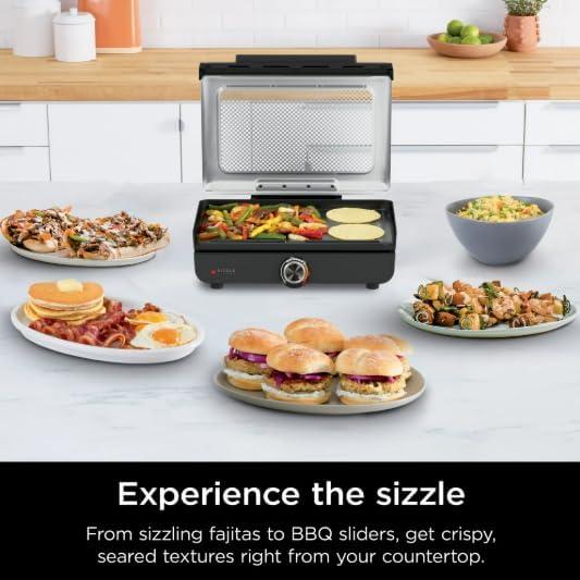 Ninja Sizzle 14" Electric Griddle, 500F High Heat Kitchen Grill with Nonstick Plate, Low-Smoke Technology, Edge-to-Edge Heating, Family-Sized Capacity, Countertop Cooking ToolIndoor,1450 W (GR100GDL)