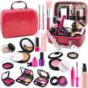 Pretend Makeup Toy Sets for Girls Age 3-8,Toddler Makeup Kit for Play Vanity Set, Washable Fake Cosmetic Dress Up Toys, Princess Style Beauty Accessories Gift for 3-12 Year Old Kids