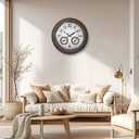 Presentime & Co 18" Indoor/Outdoor Luminous Farmhouse Wall Clock with Thermometer & Hygrometer, Weather Thermometer-Grey Oak Finish, Bright Warm Light (Grey Oak Finish)