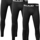 TELALEO 3 Pack Men's Compression Pants Leggings Sports Tights Performance Athletic Baselayer Workout Running (M, Black)