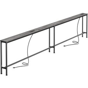 SUPERJARE 110.2 Inch Sofa Table with 2 Power Outlets and USB-C Port, 5.9 Inch Narrow Console Table with Storage, Extra-Long, for Entryway Hallway Couch Behind Sofa, Small Spaces, Grey