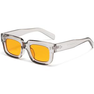 HJSTES Thick Square Sunglasses for Men Women Chunky Rectangle Frame Retro Designer Shades UV400 Protection