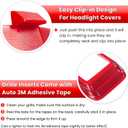 Front Grille Mesh Inserts & Headlight Cover for Jeep Wrangler JL JLU Sport & Sport S Only 2018-2023 Exterior Accessories Clip-in Grille Guard Cover Headlight Bezels Trim Ring (Red 9PCS)