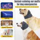 Meifsou Quiet Ears for Dogs - Adjustable Ear Covers for Noise, No Shake Dog Head Wrap, Dog Calming Hood for Thunder, Lightning, Fireworks, Vet Visits, Polyester and Stretch Cotton Blend, Grey S