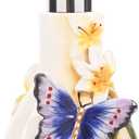 Ceramic Soap Dispenser, 3D Hand-Painted Butterfly and Lilies Flower Lotion Dispenser, Bathroom Accessories