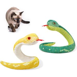Potaroma Cat Toys Realistic Snake Catnip Crinkly Sound Toy 2 Pcs for Halloween, Mesh Fabric for Teeth Cleaning, Interactive Kicker Toys for Indoor Kitten Exercise 20 Inches