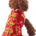 SEIS New Year Dog Knot Buttons Costume Dragon Cat Cheongsam Winter Pet Clothes Vest of The Tang Dynasty Christmas Coat for Cats Teddy Bichon Small Medium Dogs (M (Chest Circumference 50cm/ 19.7"))