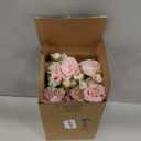 Geosar 8 Bundles Artificial Peonies Flowers Fake Silk Peony Bouquet Faux Peonies Flowers Bulk for Decoration Vase Floral Arrangements Wedding Party Table (Peach Pink,Light Pink)