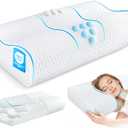 Cervical Neck Pillow for Pain Relief- Queen Size Adjustable Cooling Pillow for Sleeping, Memory Foam Pillows for Neck Shoulder, Ergonomic Contour Bed Pillow for Side, Stomach & Back Sleepers