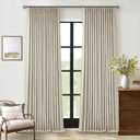 Beige Blackout Linen Curtains 108 Inches Long for Bedroom Pinch Pleated Black Out Curtains Lined 2 Layers Memory Shape Noise Reducing Rustic Farmhouse Living Room Darkening Window Drapes Oatmeal