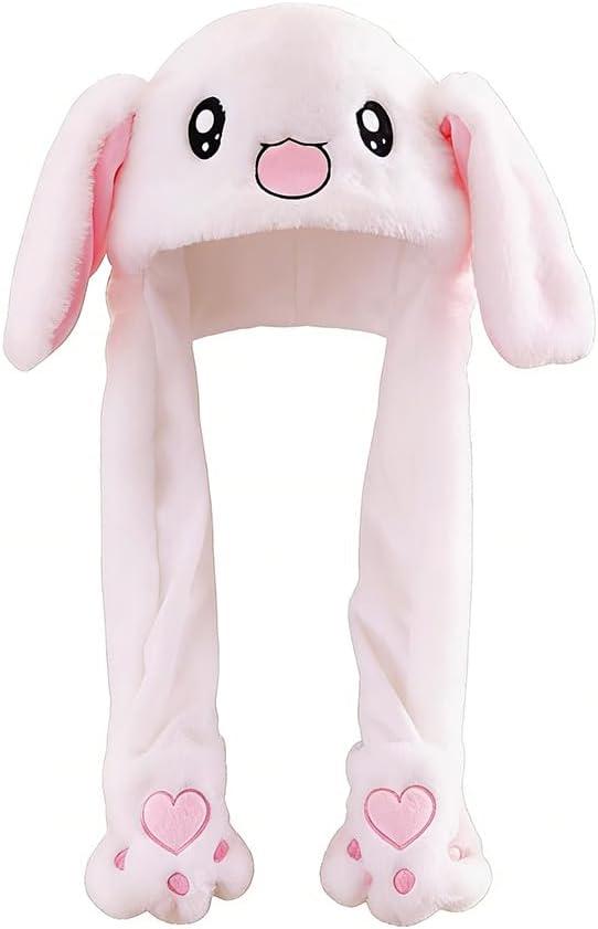 Ear Moving Jumping Hats Bunny Plush Rabbit Hats Cute Fuzzy Hats Novelty Dress Up Cosplay Party Hat