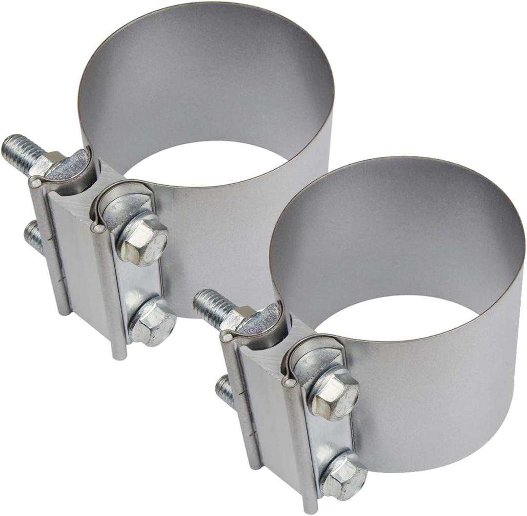 2 x Roadformer 3" Butt Joint Exhaust Clamp - Aluminized Steel for 3 inch OD exhaust pipes, muffler ends and exhaust system connection with leak free (2 Pack)