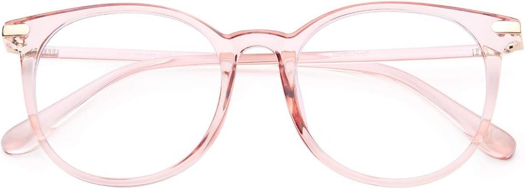 Gaoye Blue Light Blocking Glasses, Retro Round Eyewear Frame Anti Eyestrain Computer Glasses for Women Men - GY1688 (Pink Frame/Transparent Lens)