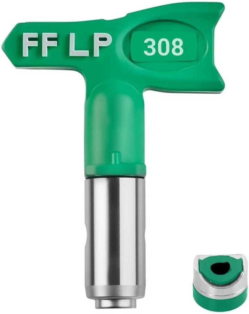 308 Fine Finish Low Pressure Airless Spray Tip, Pattern Size 6 in to 8 in, Thread Size 7/8 in for Airless Paint Spray Guns (308)