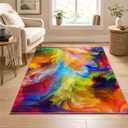 Abstract Ink Area Rugs4x6ft Modern Style Art Multicolor Paint Background Rug,Colorful Aurora Color Swirl Watercolor Wave Mats,Home Decor Machine Washable Carpet