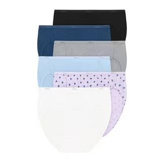 JUST MY SIZE Women's Plus Size Cool Comfort Cotton High Brief 6Pack, Assorted, 14 (16156C)