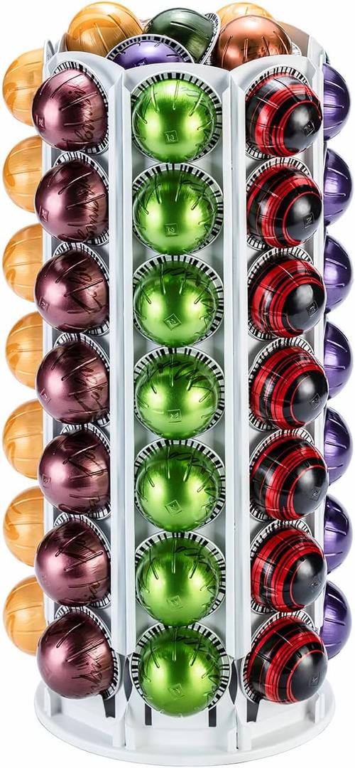 FlagShip Vertuo Pod Holder for Nespresso Pod Carousel Coffee Pod Stand with Elegant White(80+ Pods Capacity)