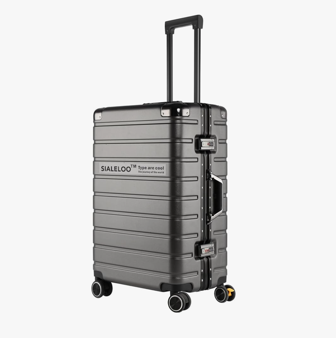 Zipperless Luggage - 20 Inch Airline Approved Carry On 22x14x9 in, 9H Scratch-Proof Hard shell PC with Aluminum Frame for Business travel Gray